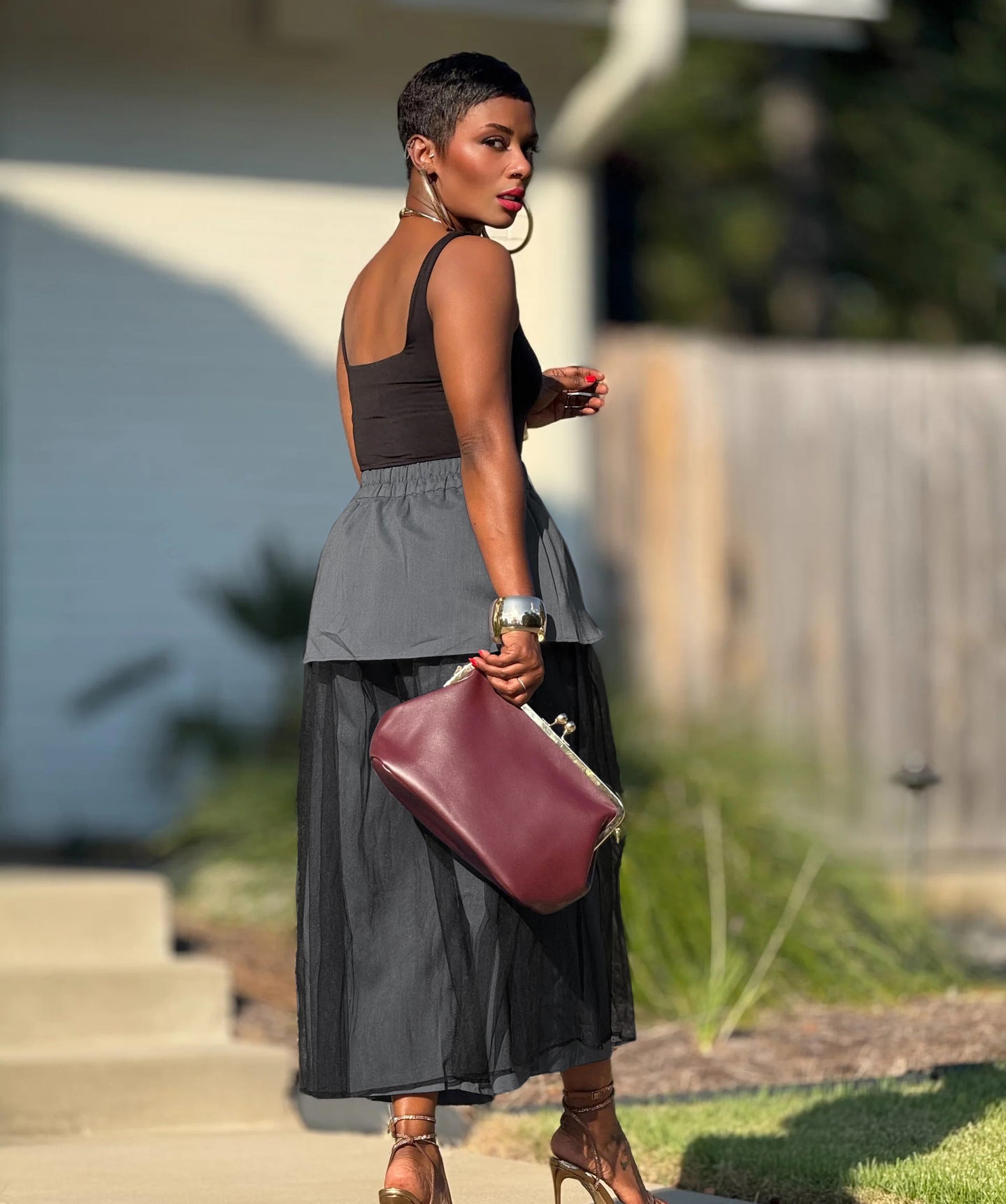 Women's Patchwork Mesh Fashion Wide-Leg False Two-Piece Casual Pants 8