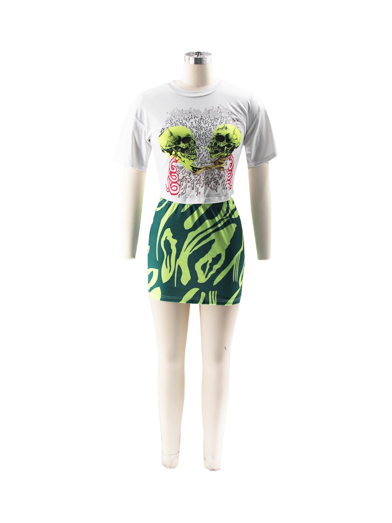 Women's Trendy Print Short-Sleeve T-shirt Shorts Two-Piece Set 15