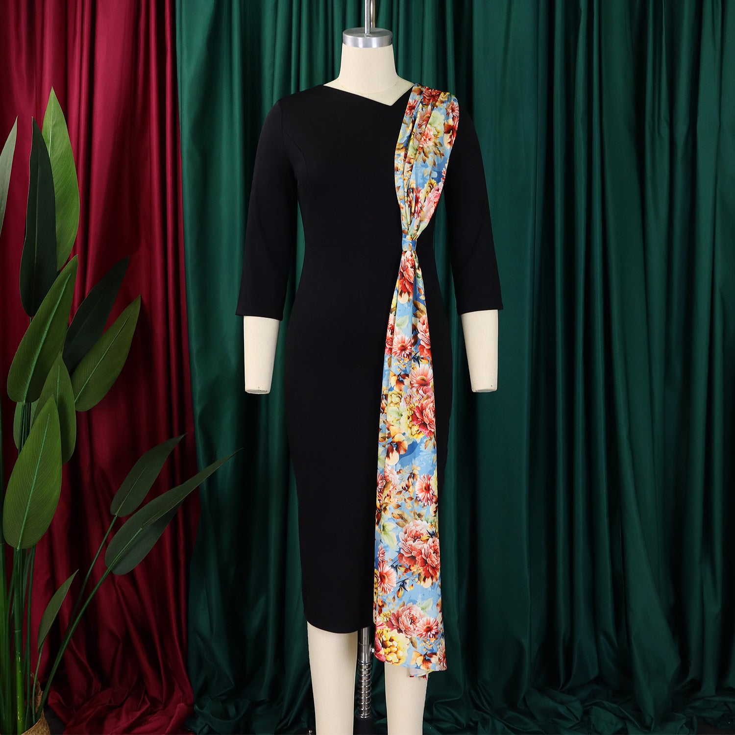 Plus Size Women's Chic OL Elegant Patchwork African Dress 11