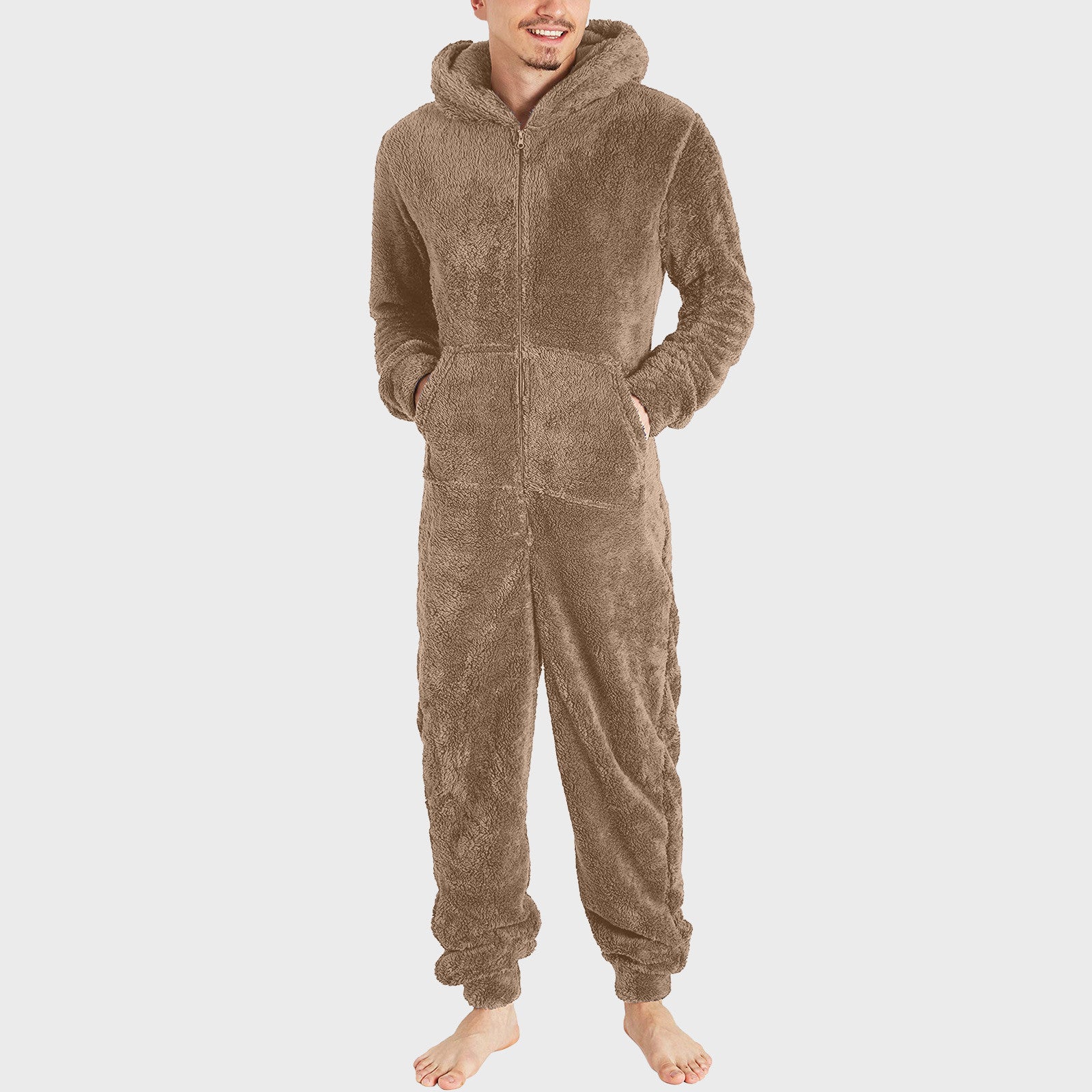 Men's Couple's Zippered Fleece Jumpsuit Thermal Pajamas 7