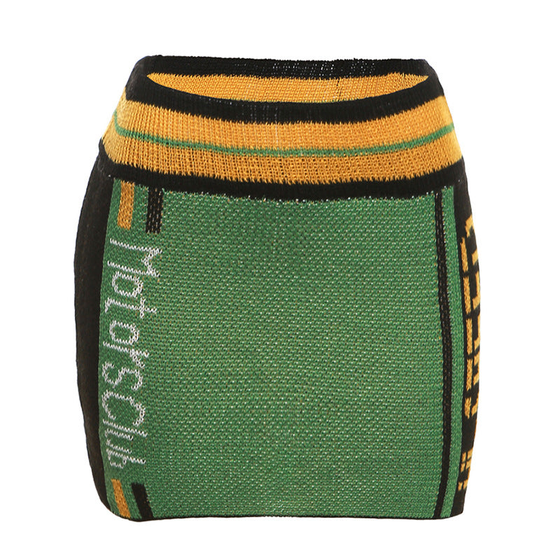 Women Letter Knitting Ribbed Top and Skirt two-piece set 21