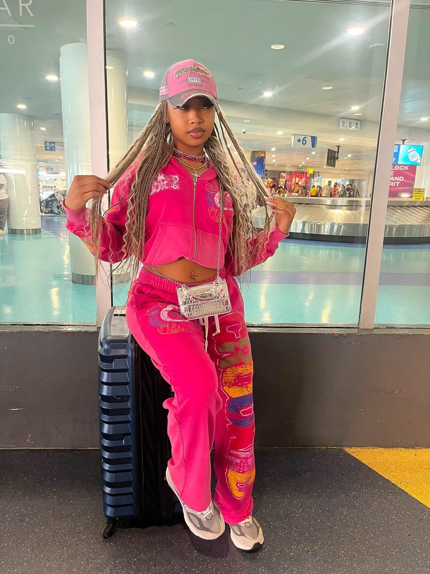 Autumn and winter women's fashion hooded printed two piece tracksuits 5