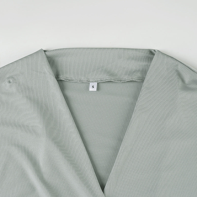 Women sexy V-neck long-sleeved bodycon dress 16