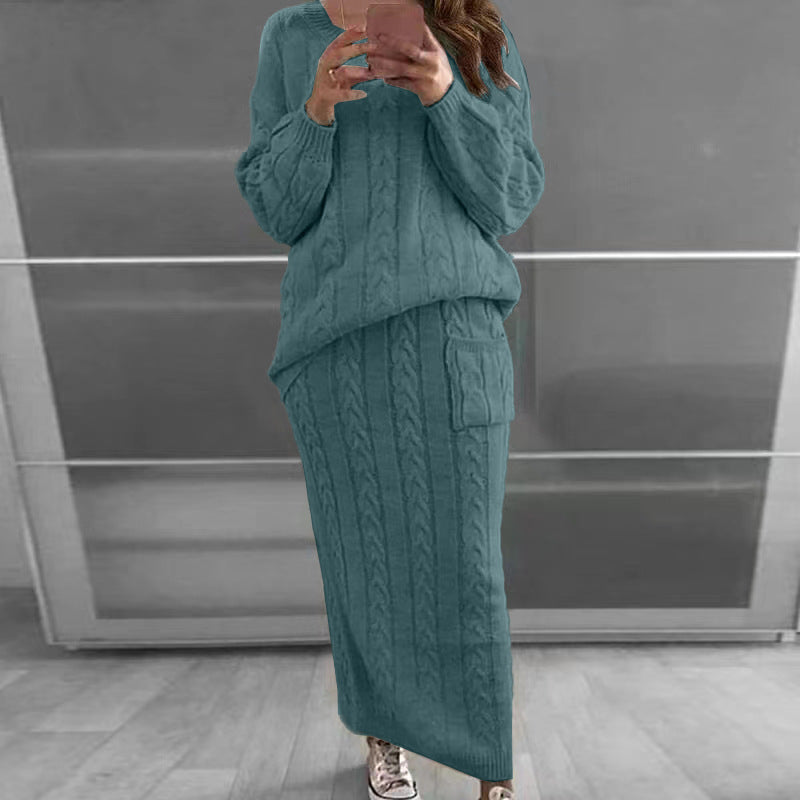 Autumn and winter women's fashion twist sweater suit set 20