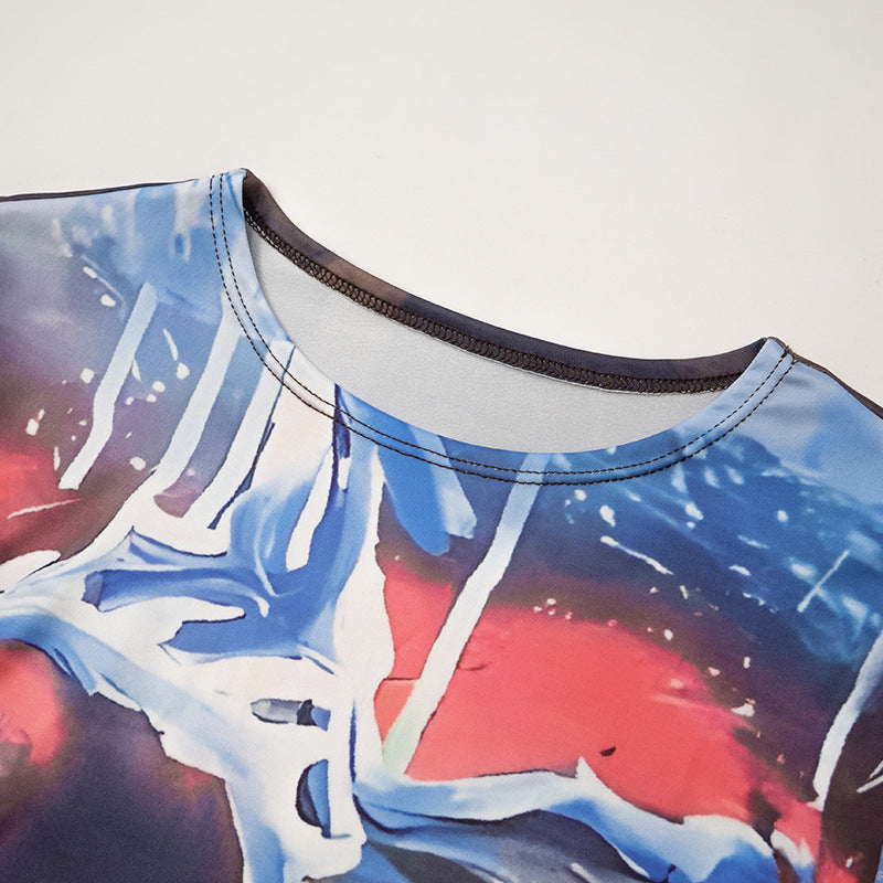 Women Autumn and Winter Street Sexy Bodycon Printed Maxi Dress 10