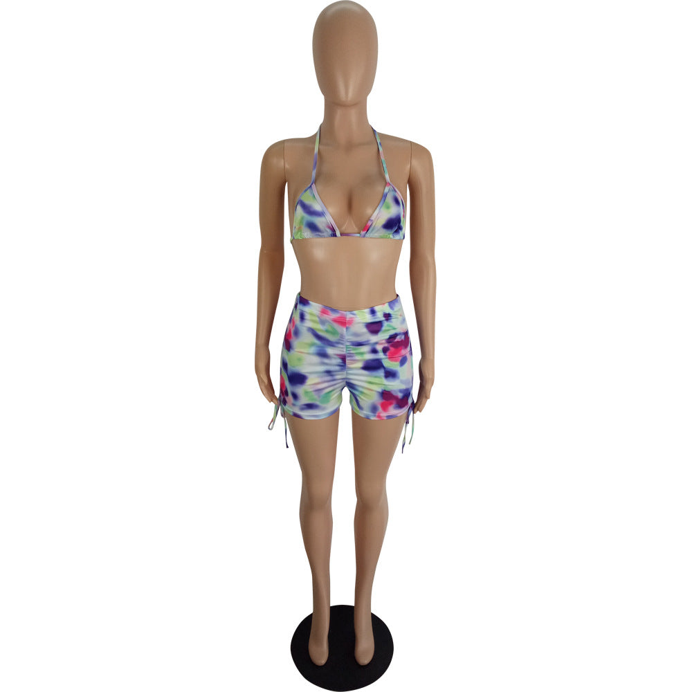 Spring And Summer Women's Sexy Multi-Color Printed Two-Piece Shorts Set 24