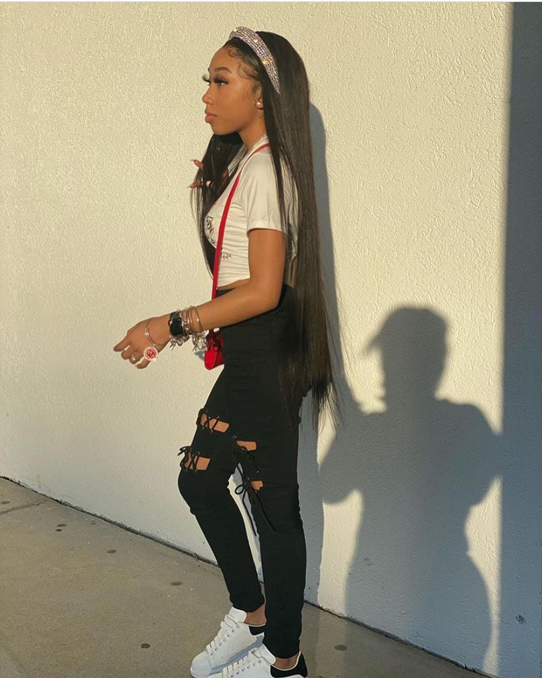 Fashion Women's Ripped Lace-Up Slim Fit Sexy Denim Pants 6