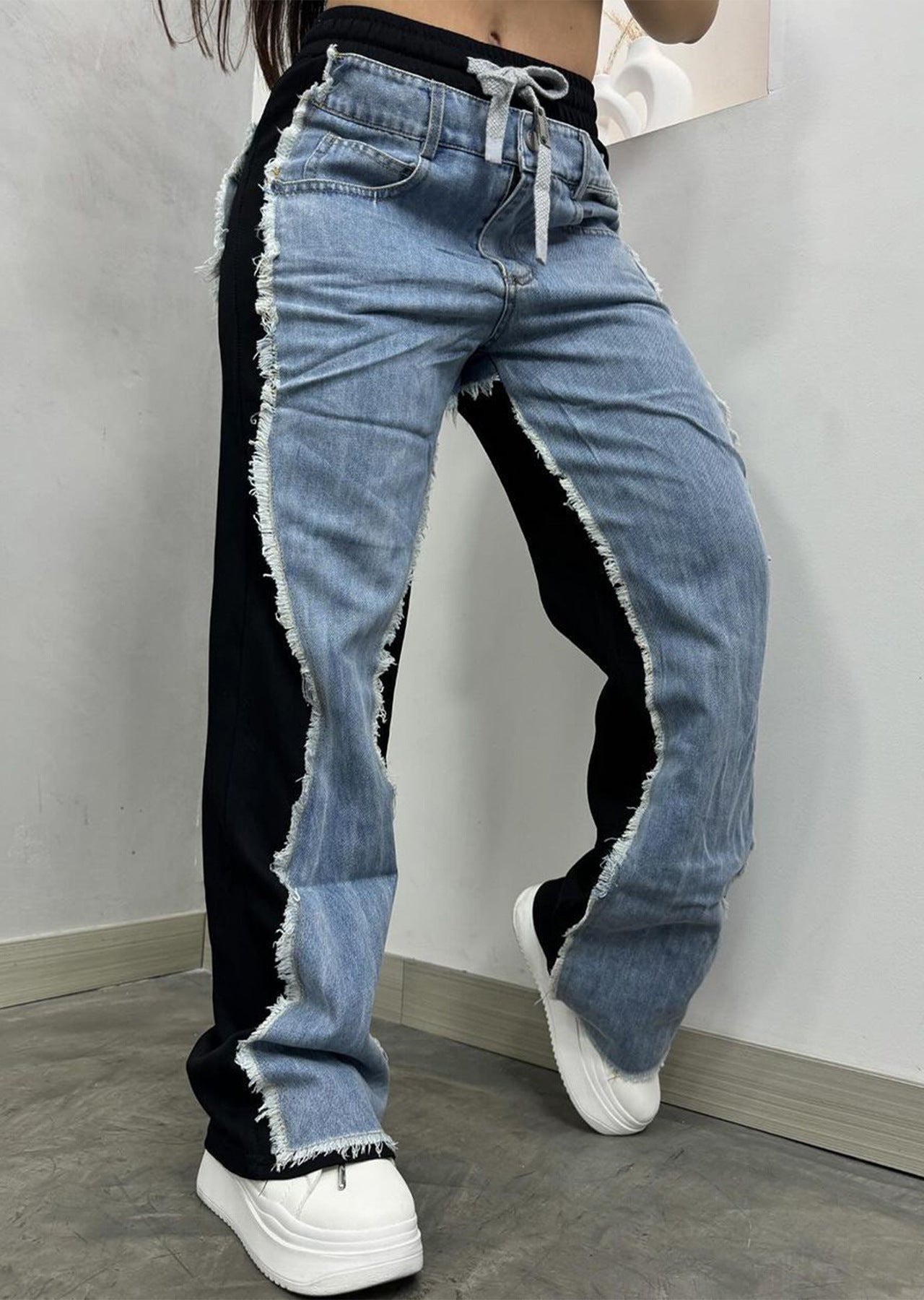 Women Style Patchwork Denim Pants 9