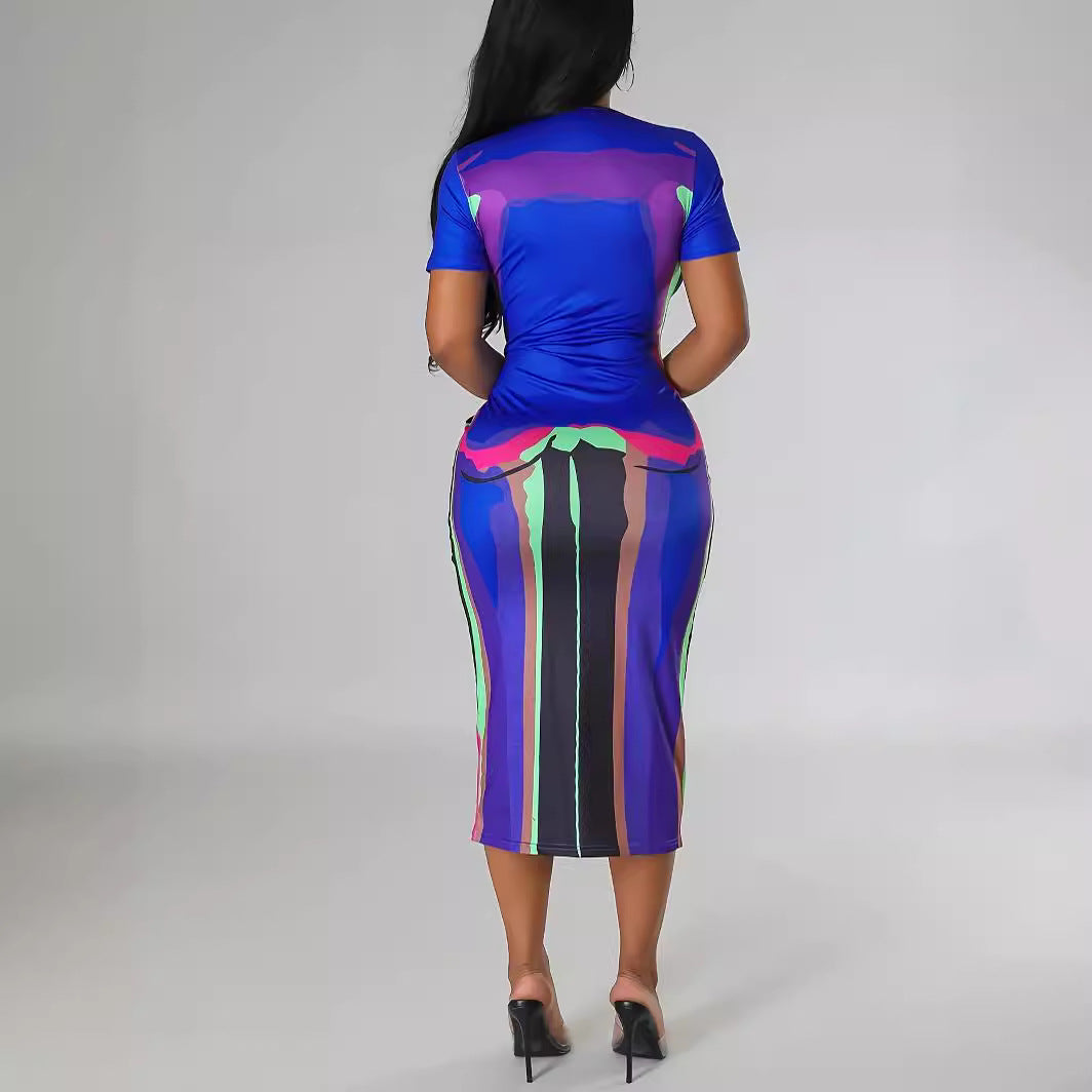 Women Print Short Sleeve Dress 3