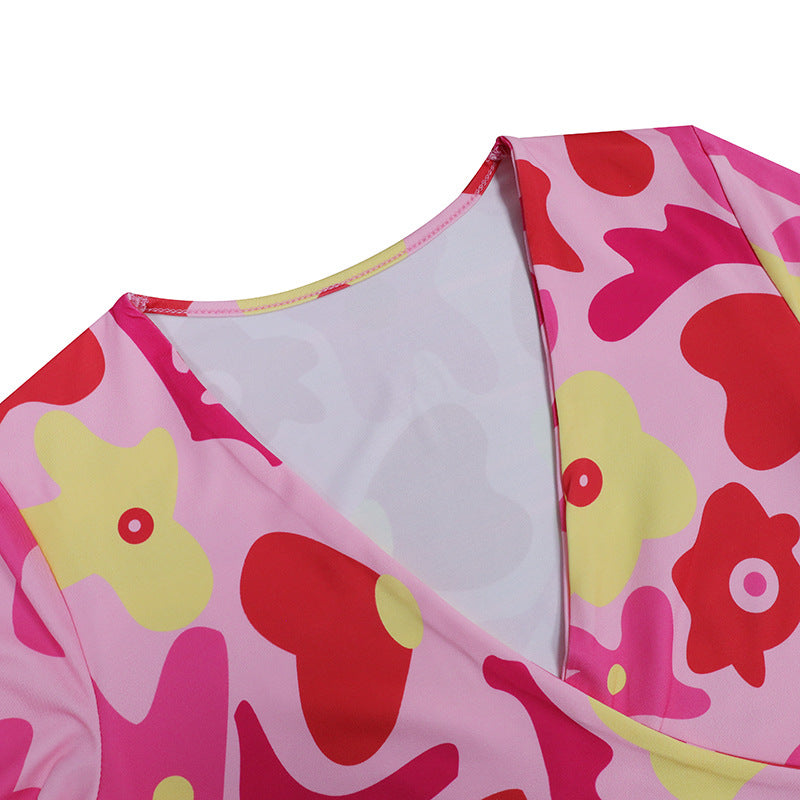 Stylish And Sexy Outfit Long-Sleeved Wrap V-Neck Sexy Hollow Dress 12