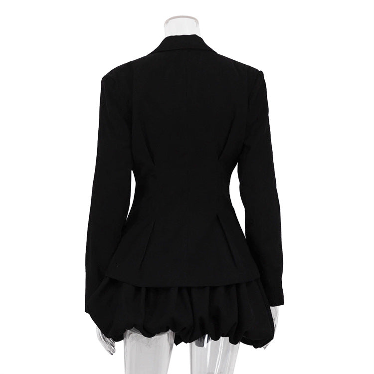 Women Turndown Collar Blazer and Pleated Tutu Skirt Two-Piece Set 8