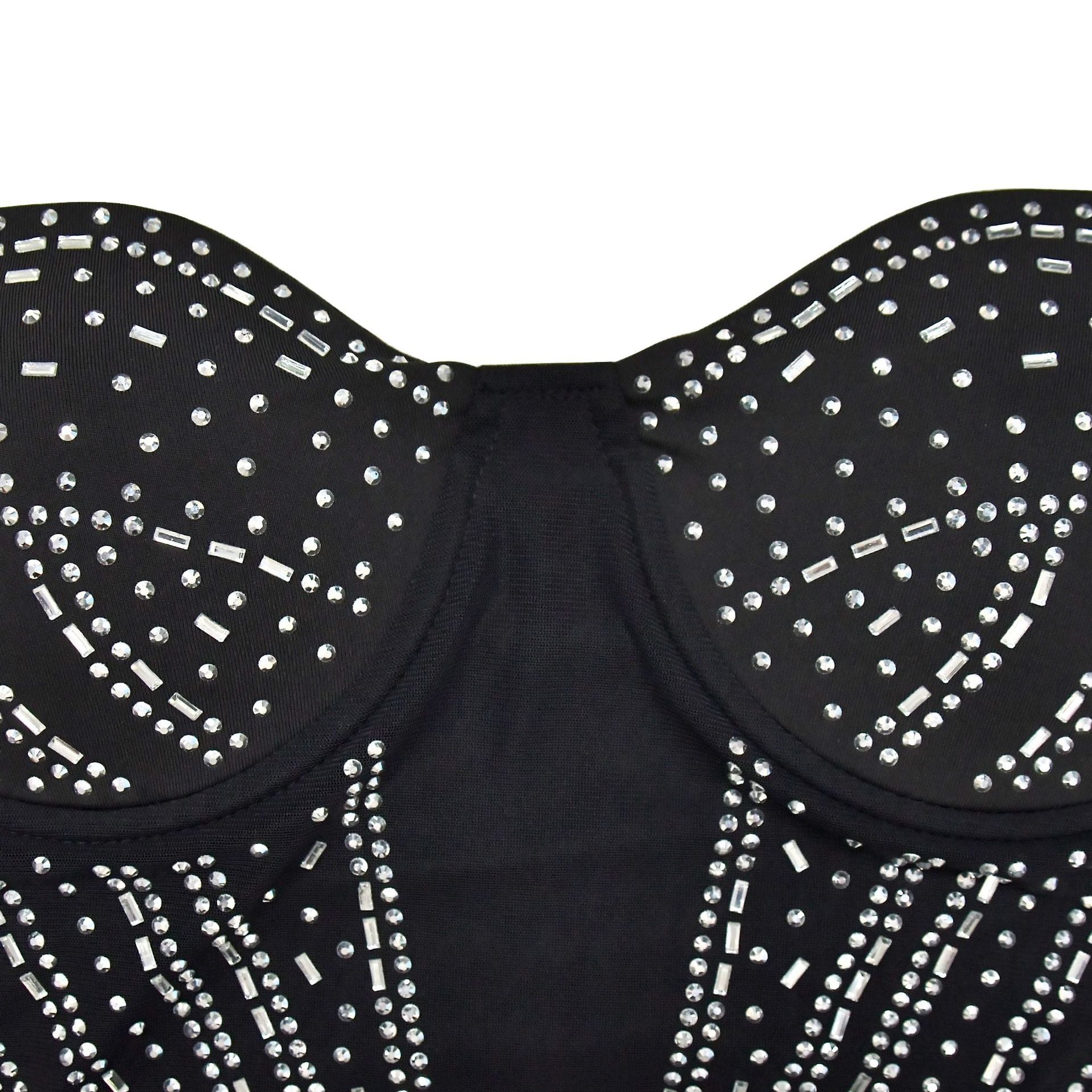 Fashion Women's Solid Color Sexy Beaded Mesh Strap Dress 18