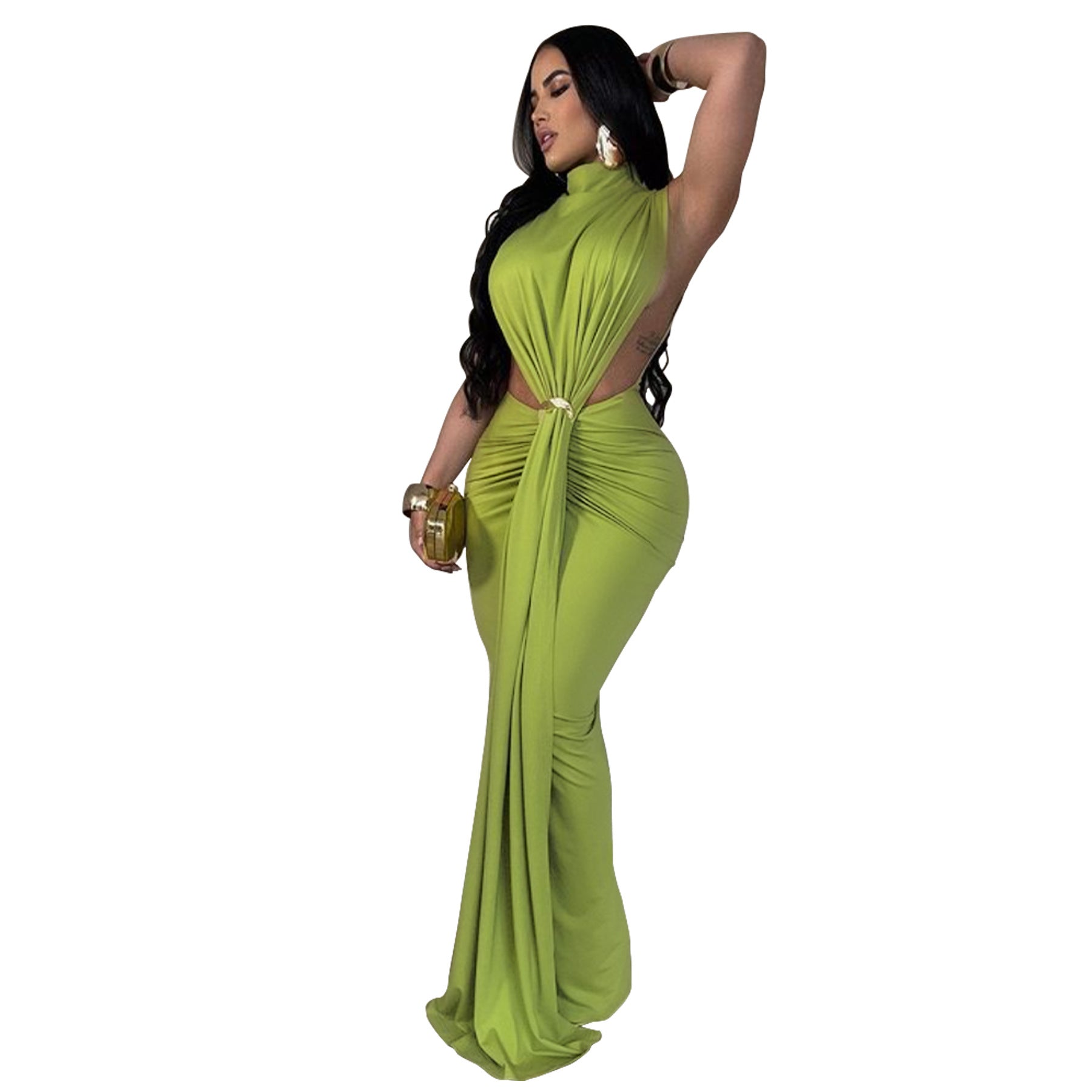 Women's Solid Color Sexy Side Slit Sleeveless Fashion Dress 10