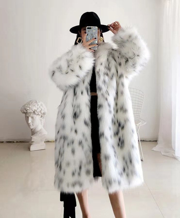 Women's Long Turndown Collar Fox Fur Jacket 3