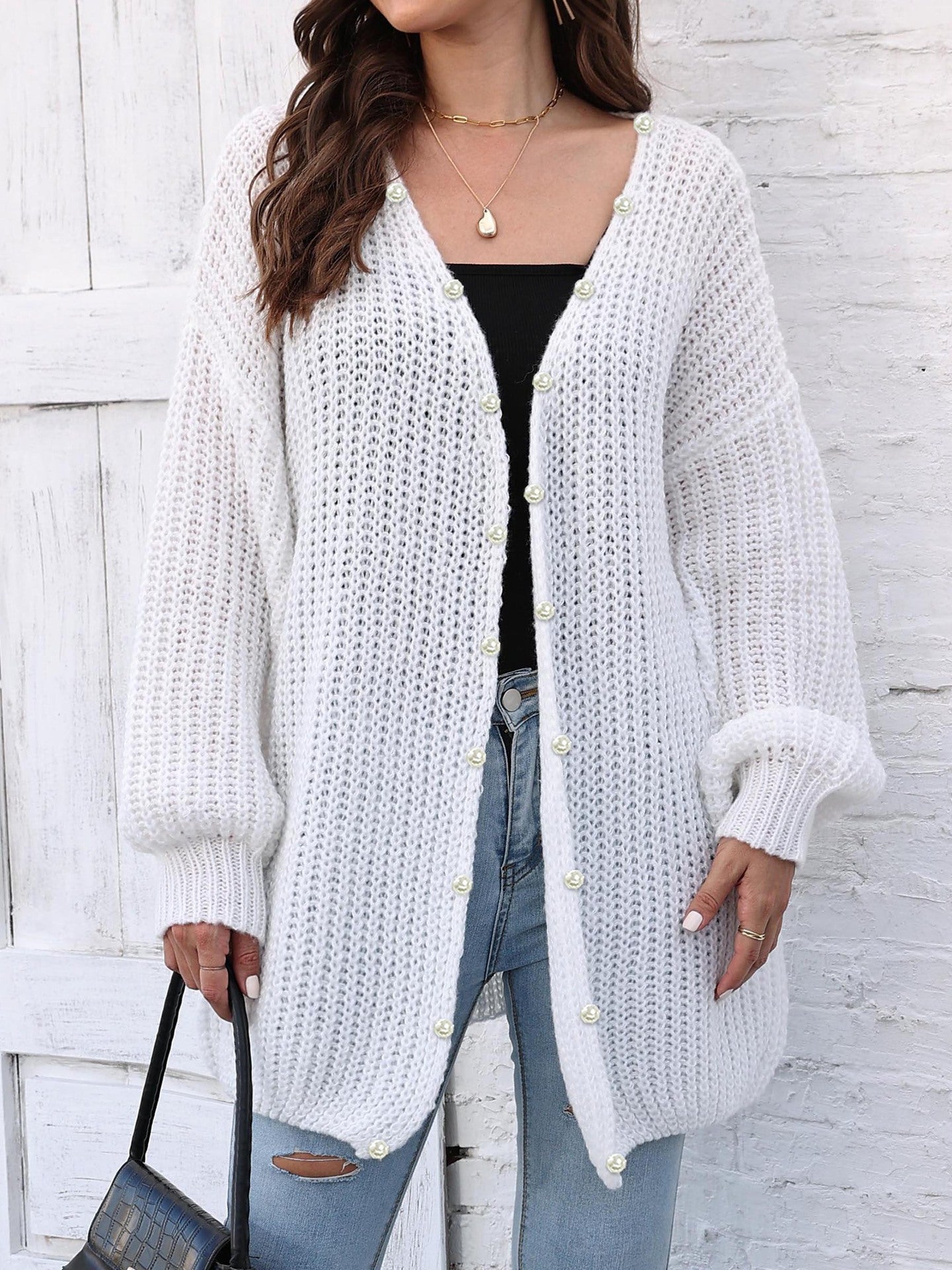 Ladies Autumn Winter Knitted Sweater Loose Casual Cardigan 9