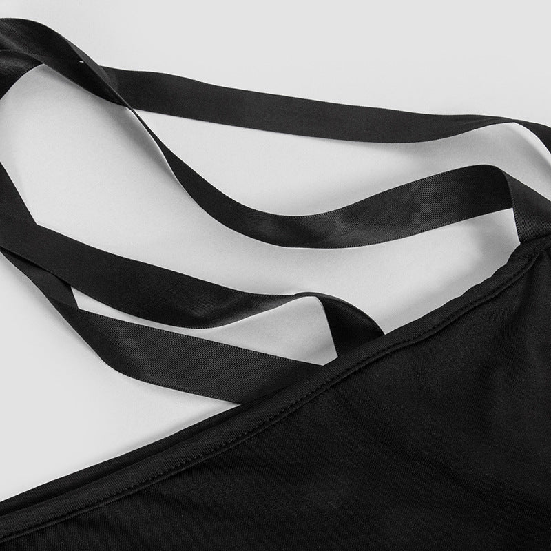 Women Spring Solid Slash Shoulder Strappy Off Shoulder Long Sleeve Dress 18