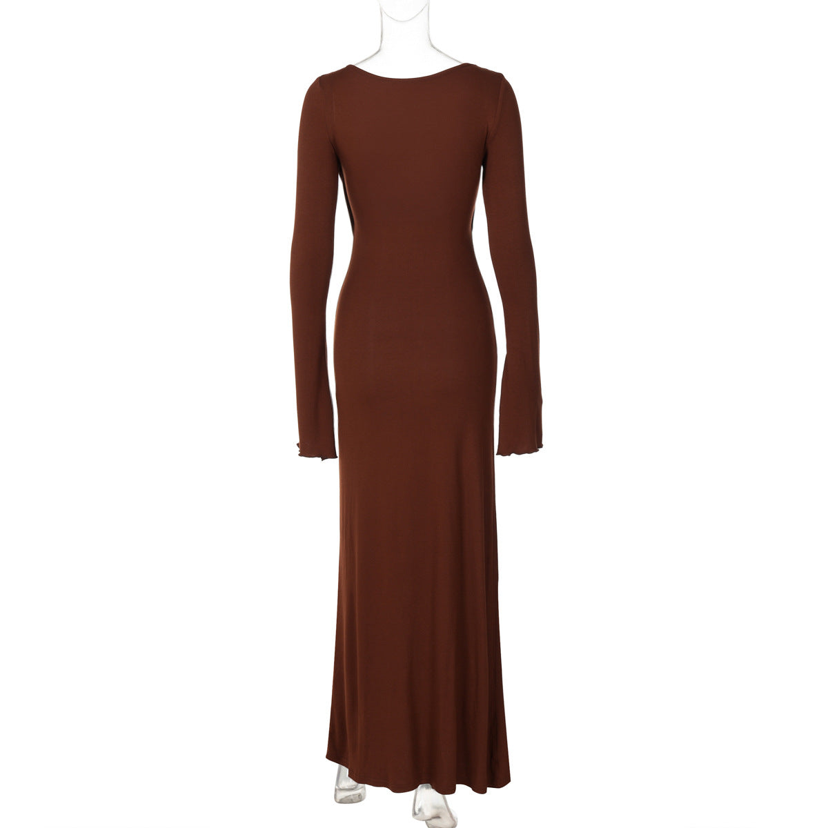 Women autumn U-neck long-sleeved Maxi dress 7