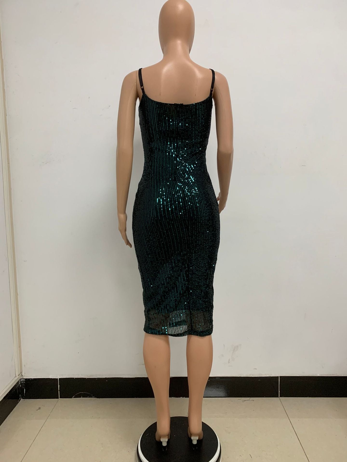 Summer Women's Sleeveless Low Back Straps Sequin Party Dress 70