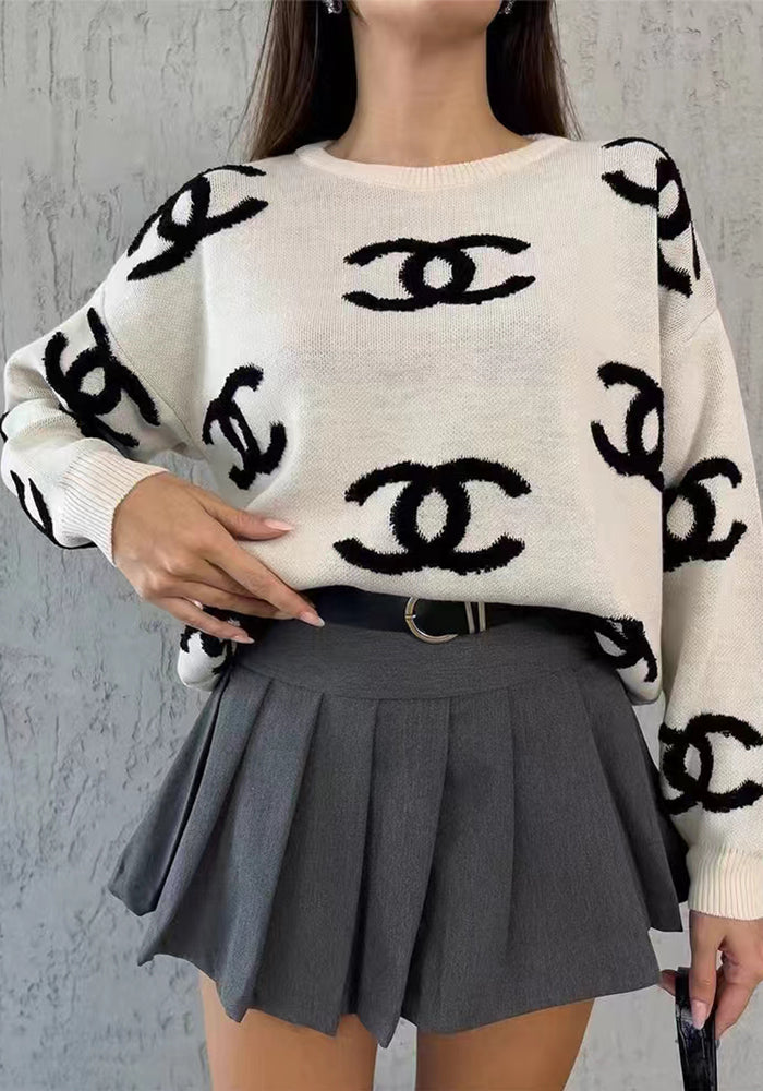 Women Winter Round Neck Long-Sleeved Cropped Top Sweater