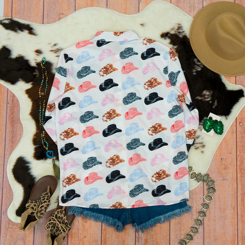 Single-Breasted Printed Women's Shirt Tops 4