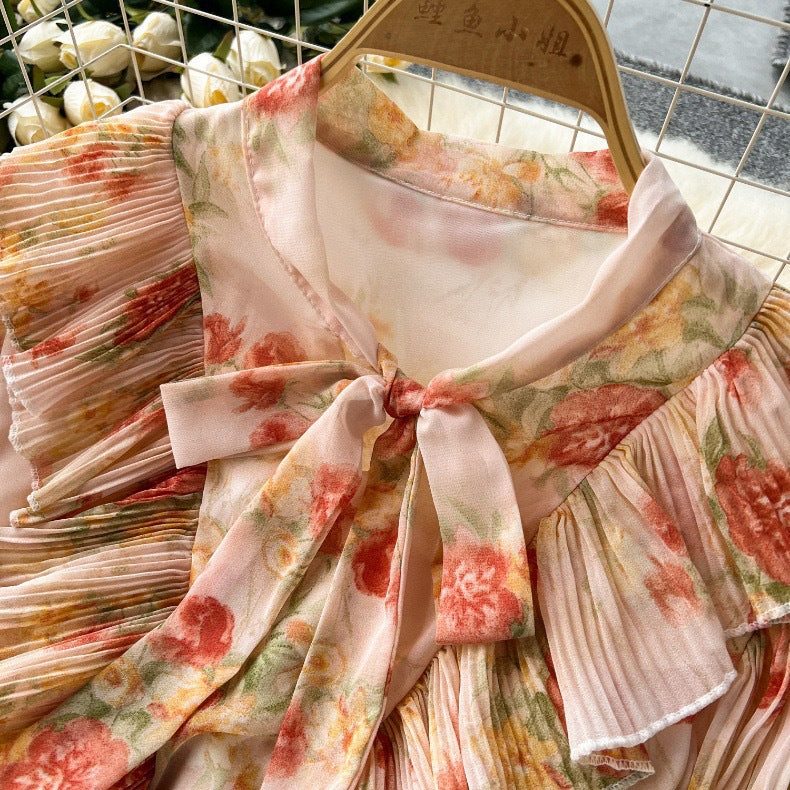 Women French floral pleated skirt 16