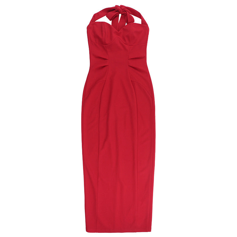 Women Halter Neck Sexy V-Neck Dress 7