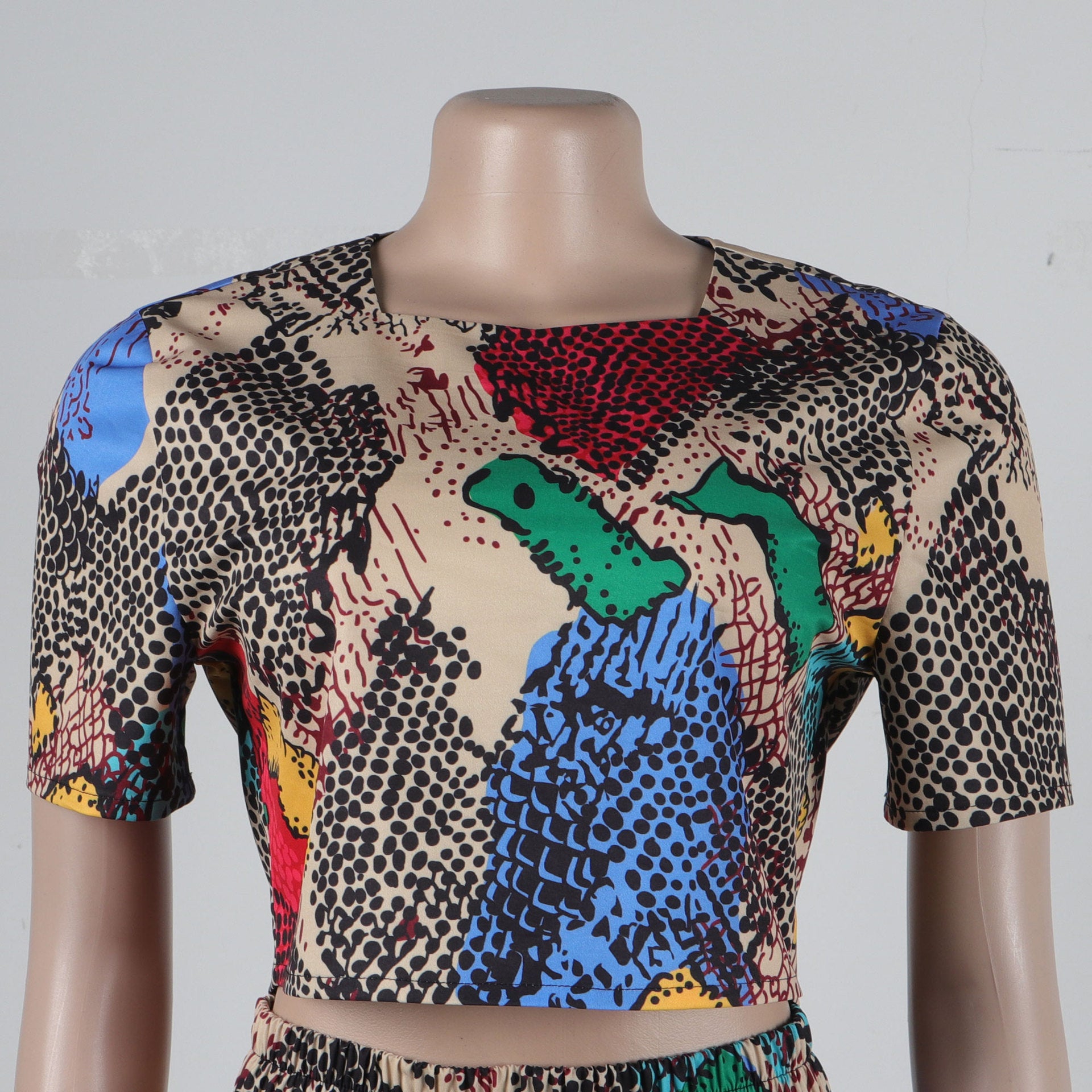 Women Sexy Printed Top and Loose Wide Leg Pants Two-piece Set 19