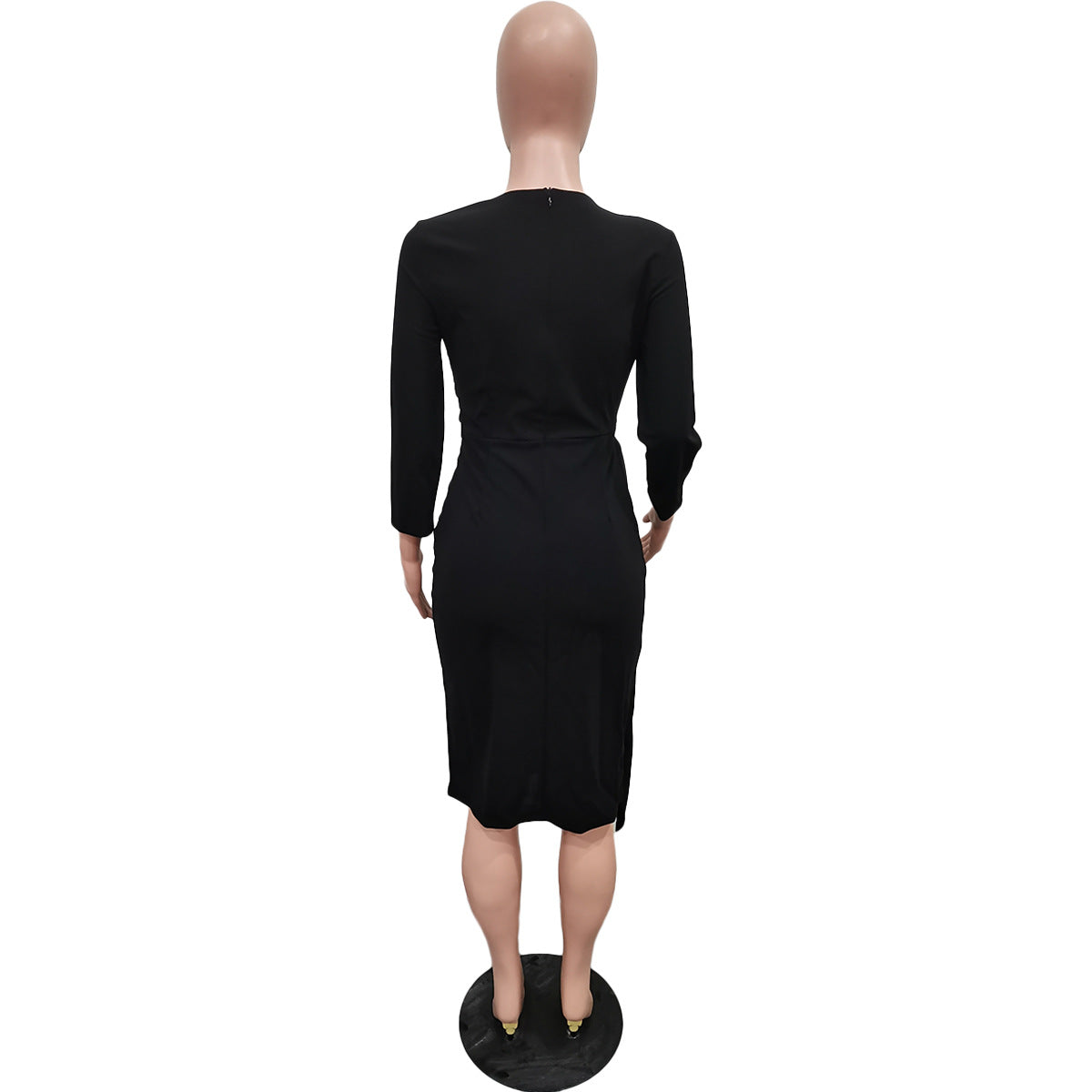 Women Spring Solid Lace-Up Ruched Slash Shoulder Dress 13