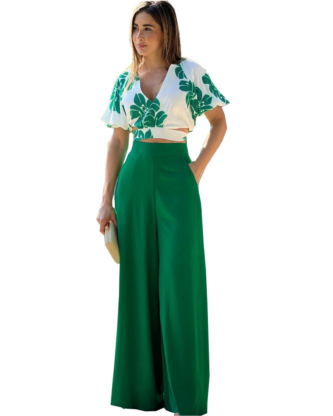 Women's Summer Casual Off Shoulder Print Two Piece Set 3