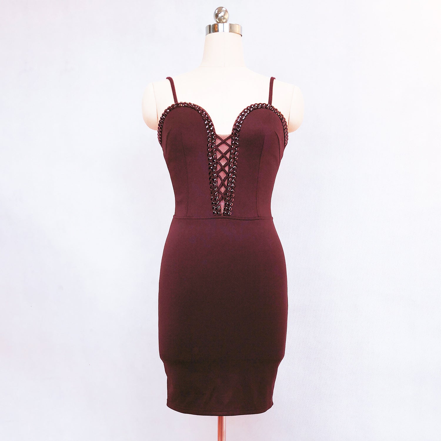 Strapless Beaded Diamond Sexy Bodycon Dress Wedding Formal Party Dress 10