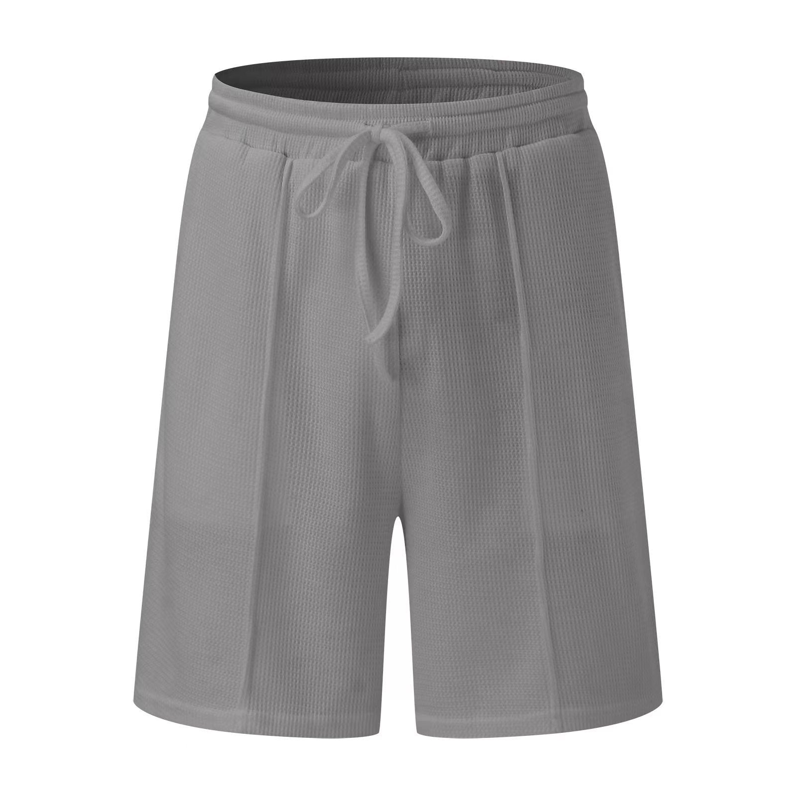 Summer Wafflev Turndown Collar Short-Sleeved Polo Shirt Shorts Men's Casual Fashion Two Piece Set 25