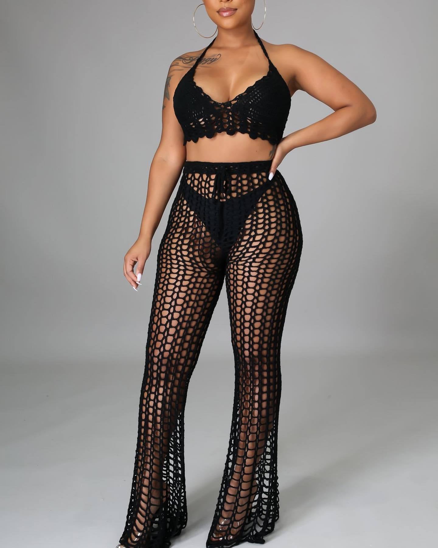 Women Cutout See-Through Two-Piece Set 4