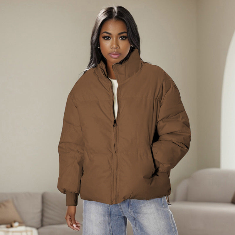 Women long-sleeved high collar zipper warm winter Padding Jacket 3