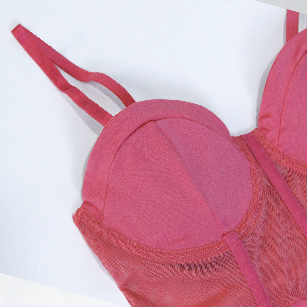 Sexy Patchwork Straps See-Through Underwire Herringbone Bodycon Dress 14