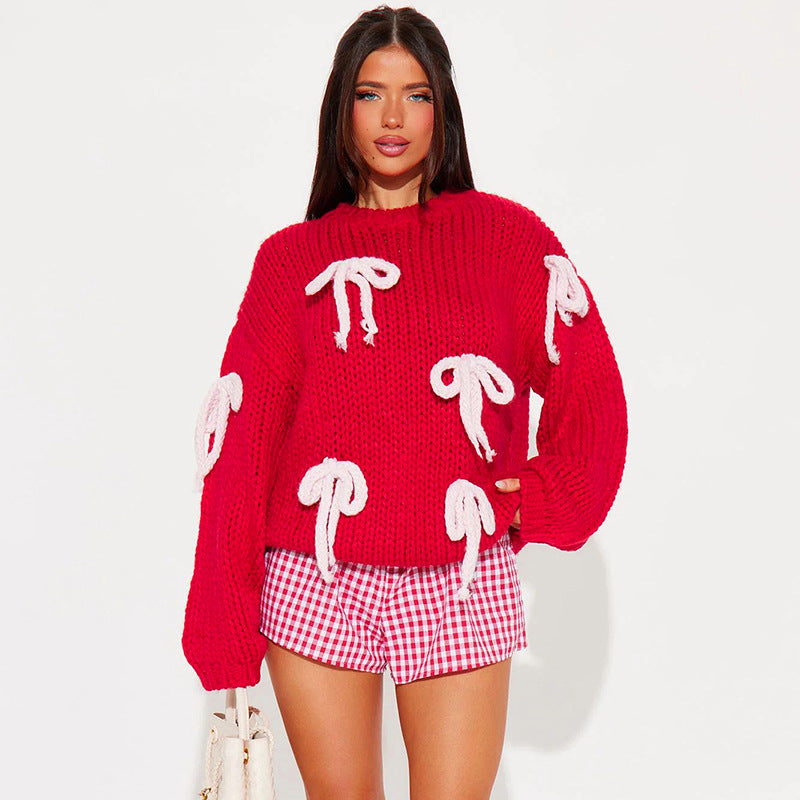 Christmas Women retro lace top sweater 4