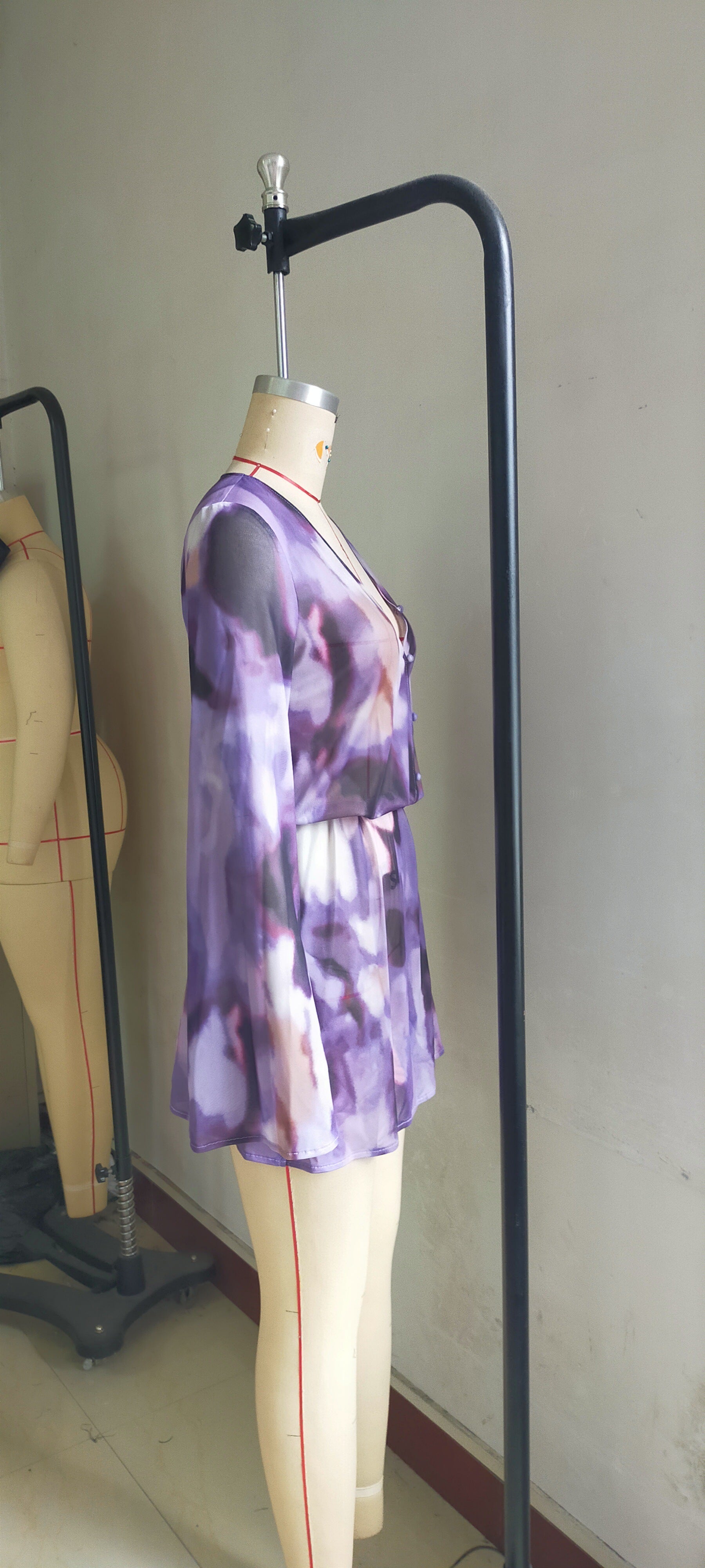 Sexy Printed Lace-Up Long-Sleeved Dress Nightclub Wear 12