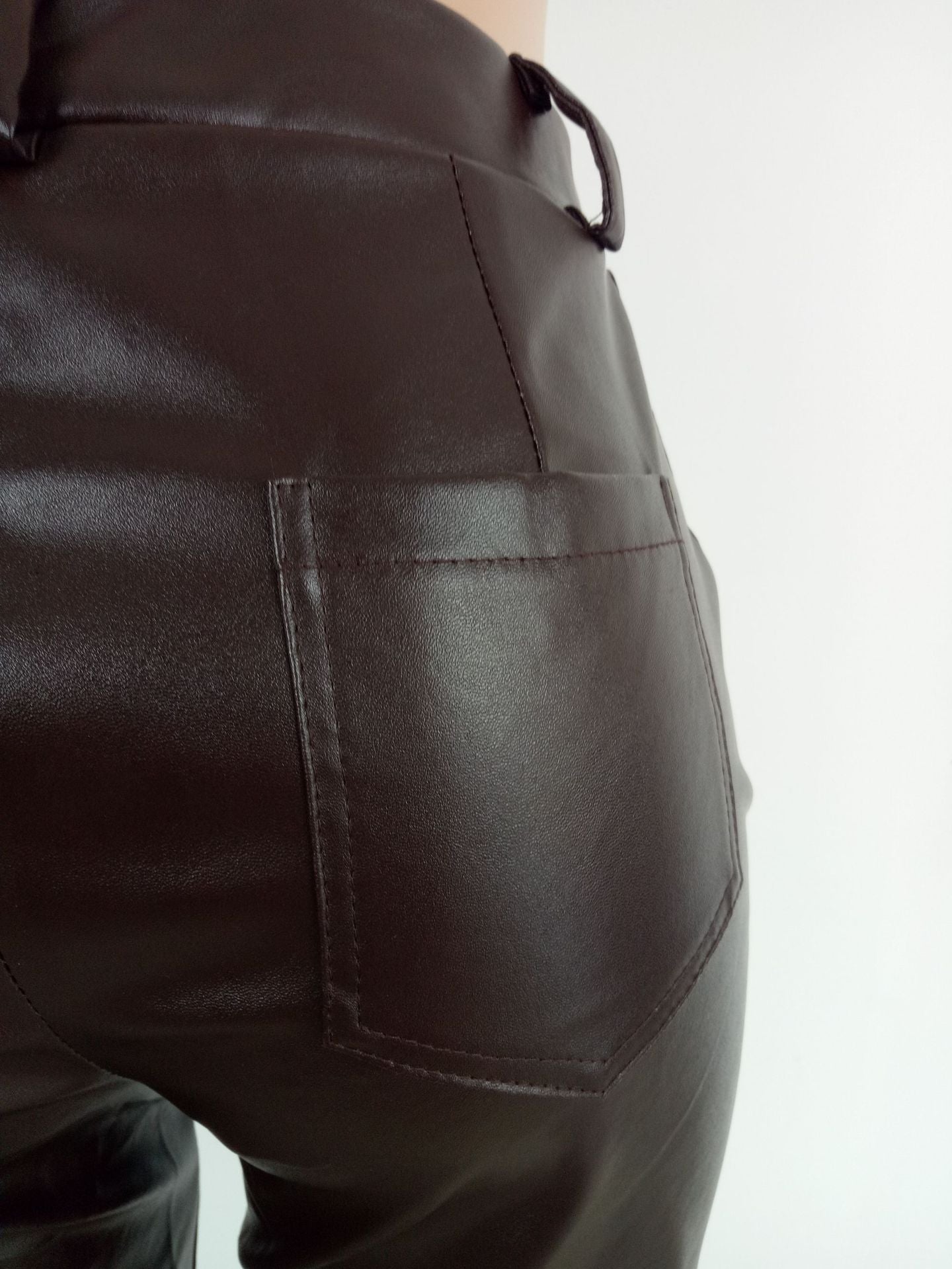 Women Chic Style Pu-Leather Trousers 9