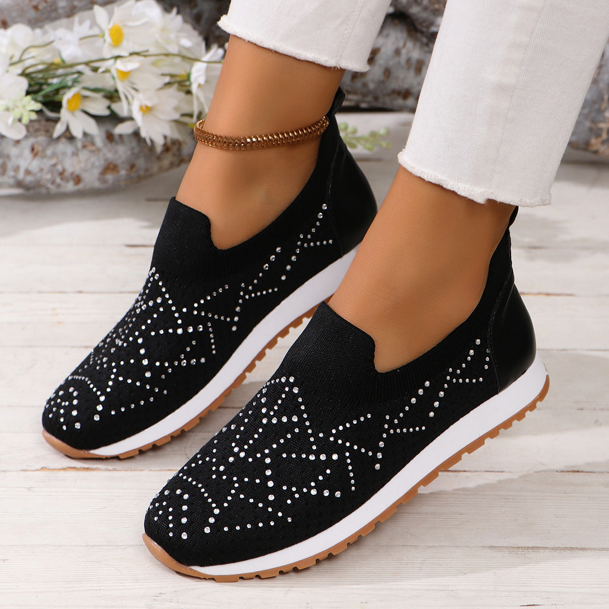 Women flying woven single shoes mesh flat casual single shoes