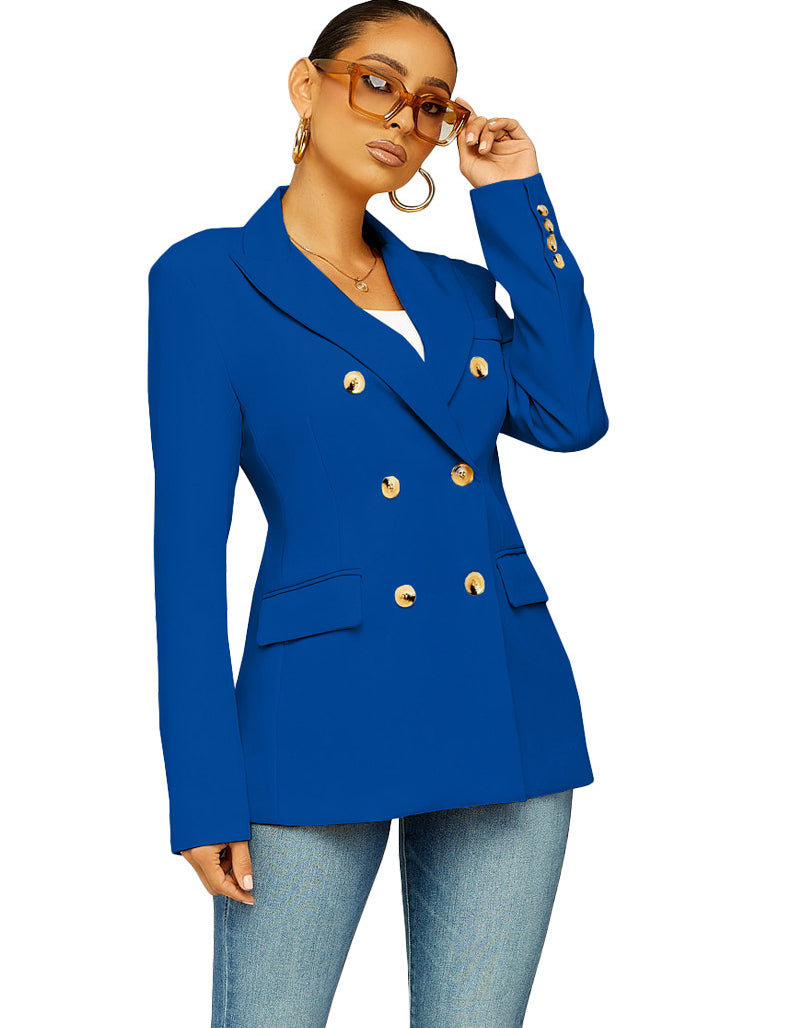 Fashion Women's Solid Color Slim Fit Blazer Jacket 4