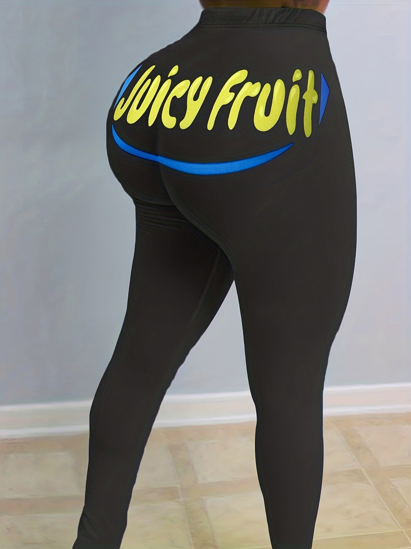 Casual Tight Fitting Letter Printed Trousers Yoga Pants 14