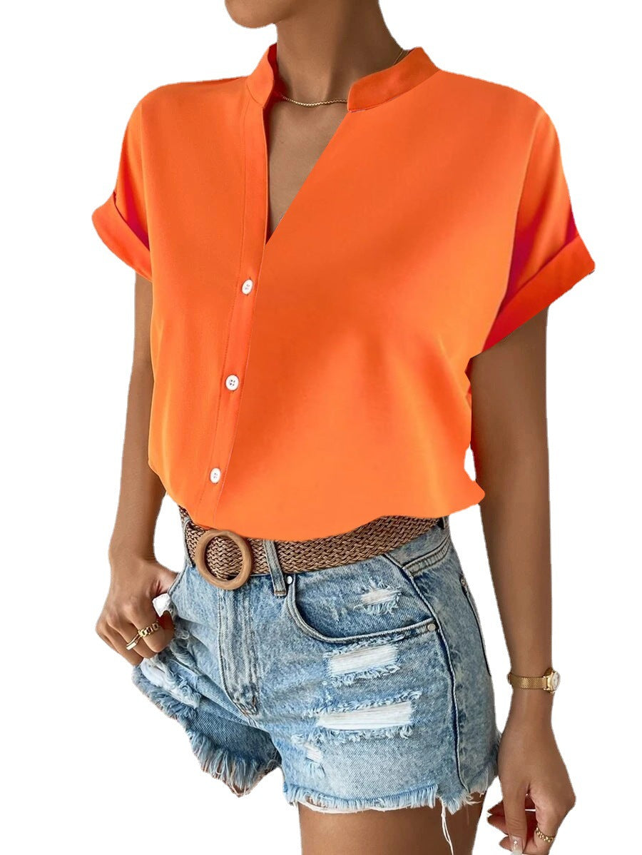Women summer v-neck shirt 12