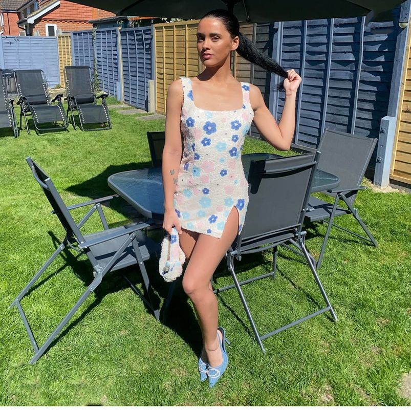 Spring Summer Multi-Color Flower Diamond Plaid Sequin Slit Bodycon Sexy Dress 21