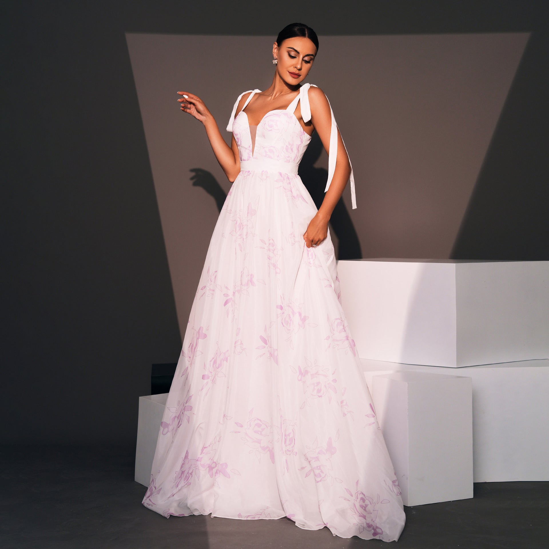 Women strap Formal Party Printed Evening Dress 5