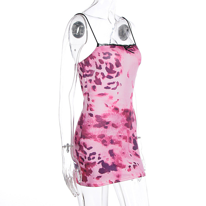 Women's Summer Printed Sexy Straps Low-Back Slim-Waist Bodycon Dress 6