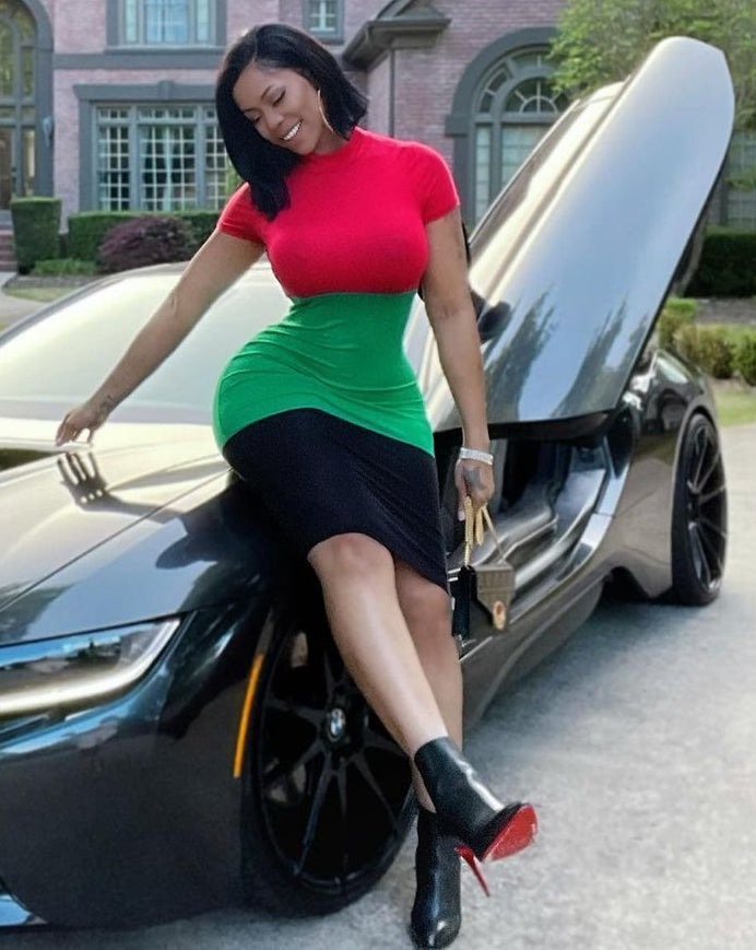 Women color block short sleeve dress 3