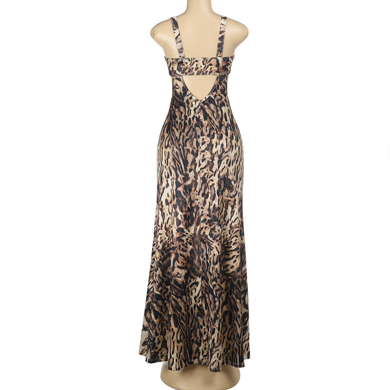 Women Leopard Print Summer Holiday Strap Dress 8