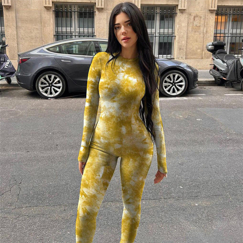 Women Fall and Winter Printed Long Sleeve Sports Jumpsuit 8