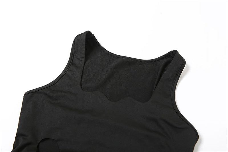 Spring Summer Sexy Sleeveless U-Neck Low Cut Ripped Slit Slim Fit Women Dress 10