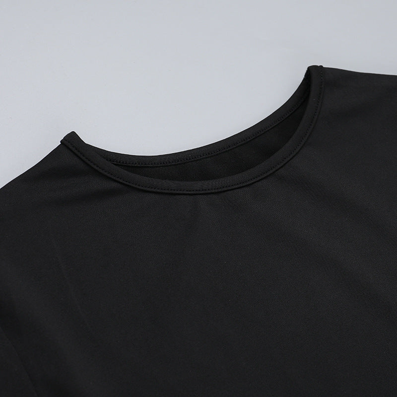 Autumn Chic Slim Contrast Long-Sleeved Bubble Short Dress 7