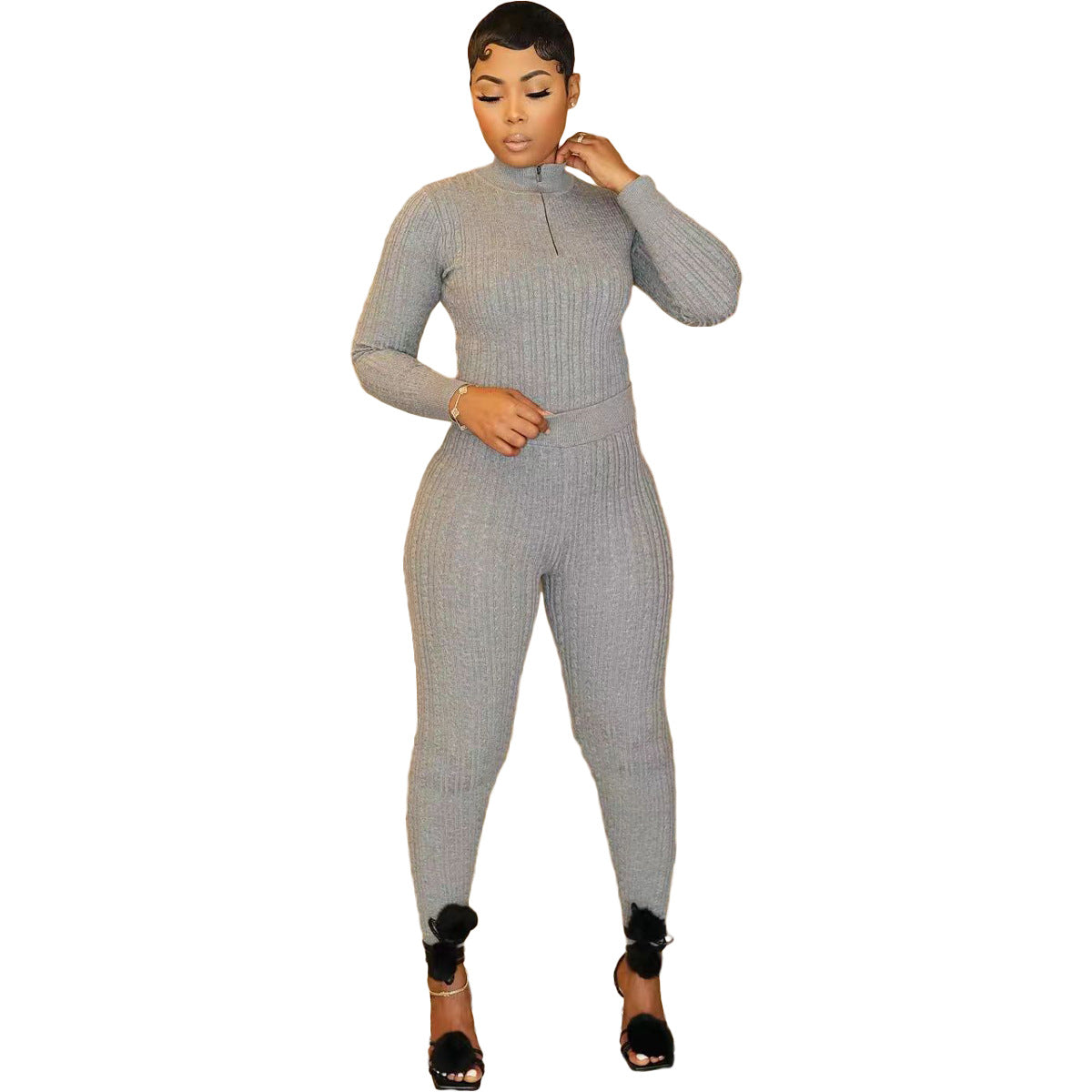 Women knitting Casual Top and Pant Two Piece Set 10